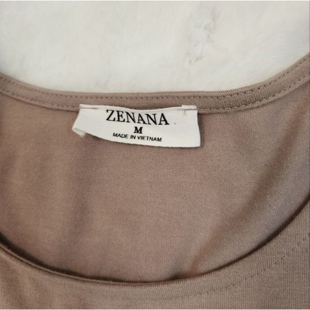 Zenana Ash Mocha Tiered Mini Dress Flutter Sleeve Tan Sleeveless Size Medium - Picture 6 of 12